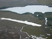 Aerial view of Melaleuca (hide is right of centre of image)